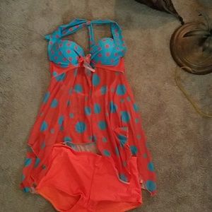 Orange and blue tankini